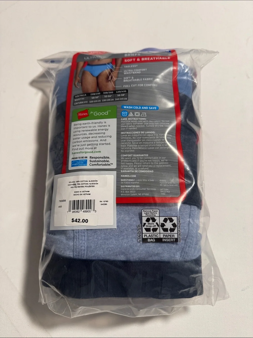 Hanes Briefs Mens 4X 6 Pack 4XB